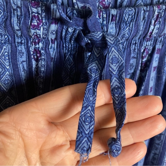 Vintage baja pajama pants medium patterned indigo loose fit lagenlook - Picture 4 of 11